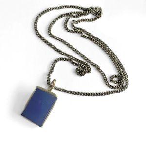 Handmade Artisan Pale Blue Layering Necklace Double Chain Sterling Silver Strand